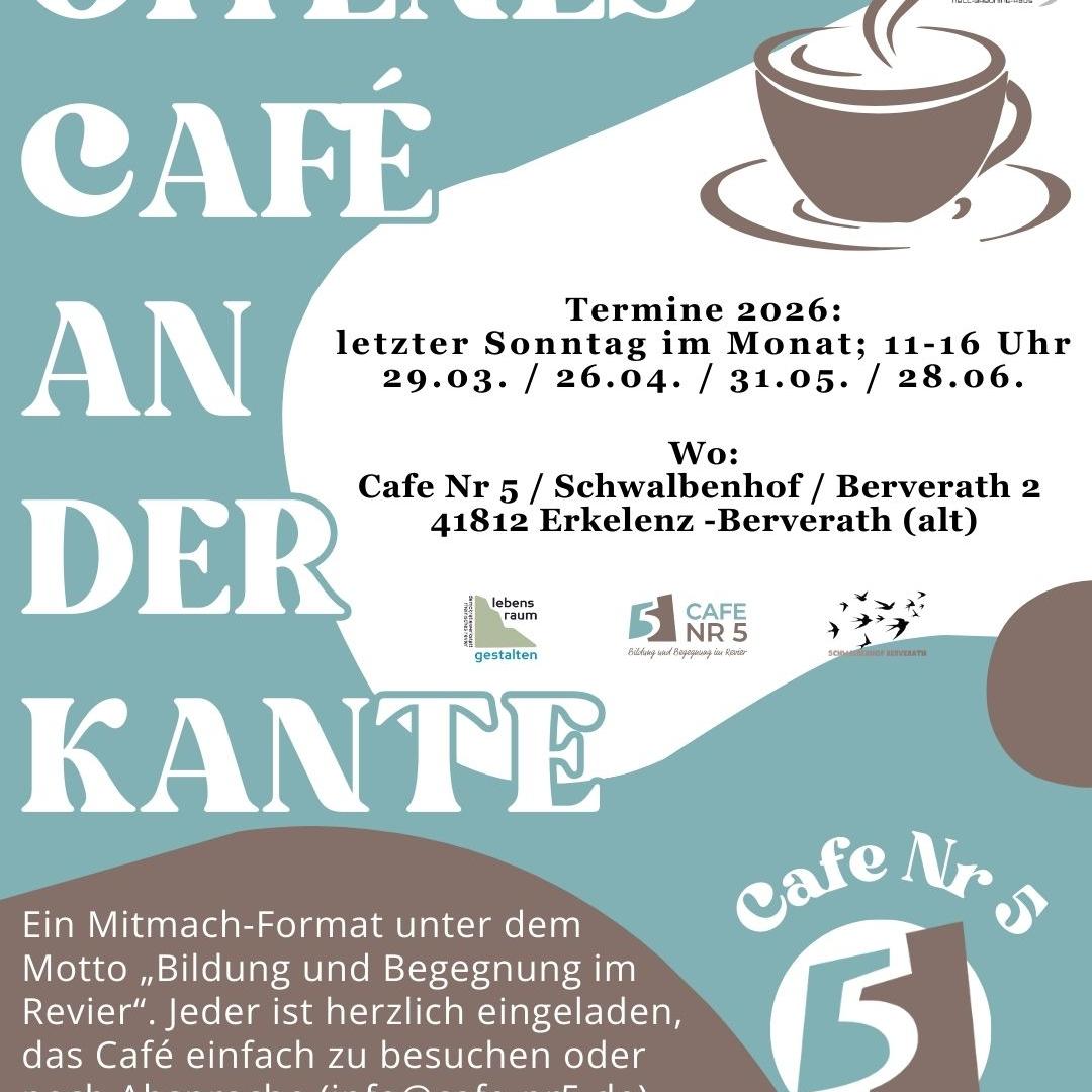 Offenes cafe an der Kante: Termine 2026, 29.03. / 26.04. / 31.05. / 28.06.